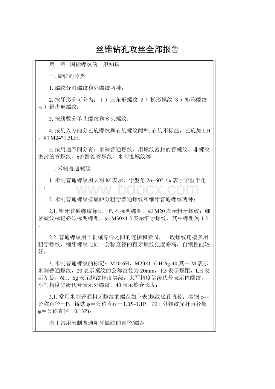 丝锥钻孔攻丝全部报告.docx_第1页