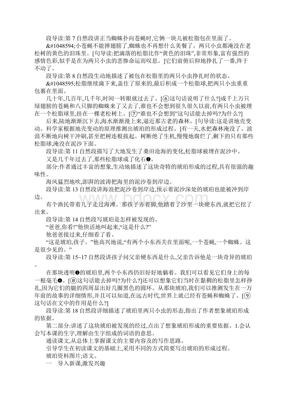 六年级语文上21奇异的琥珀教案DOC范文整理.docx_第2页