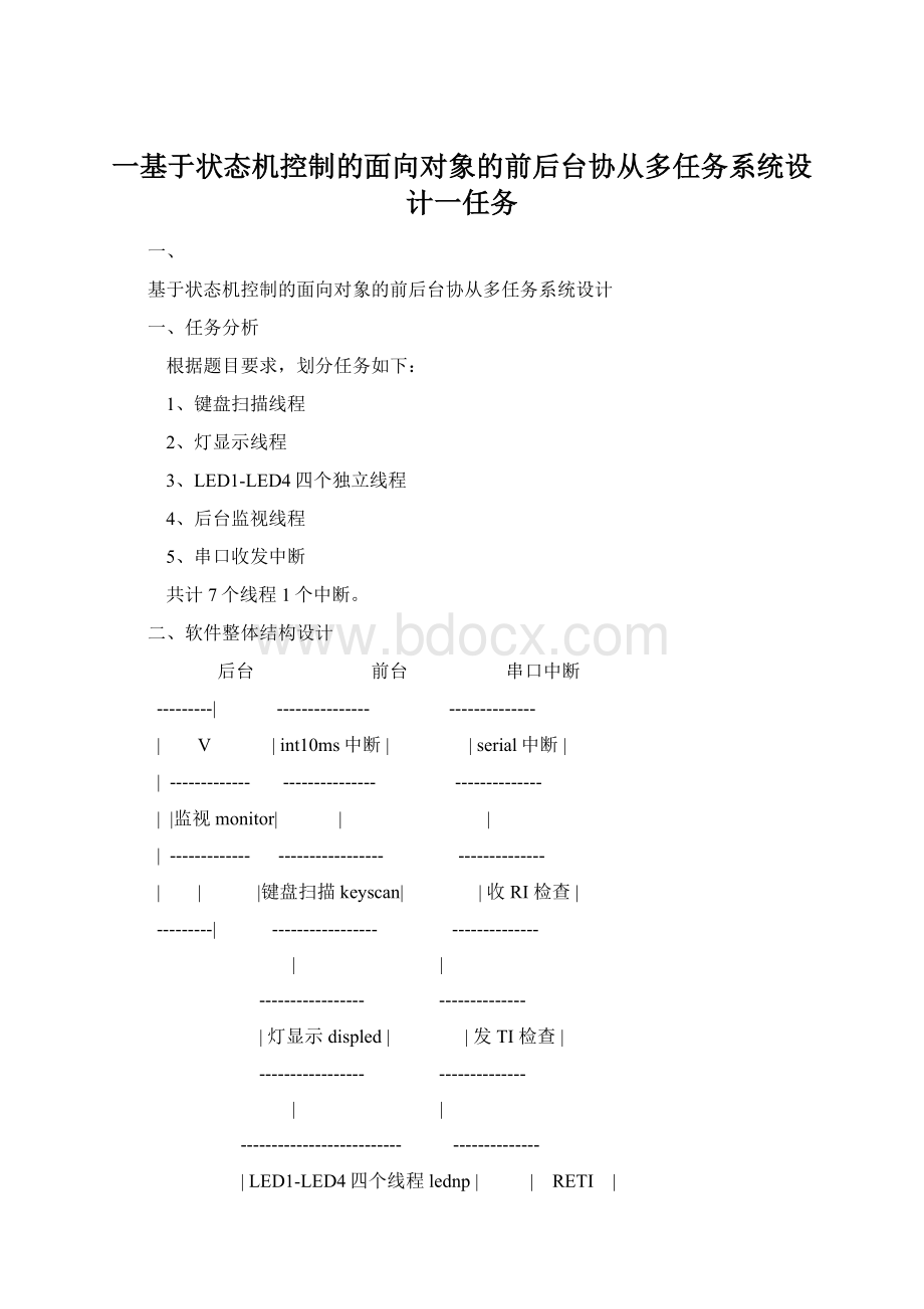 一基于状态机控制的面向对象的前后台协从多任务系统设计一任务.docx_第1页