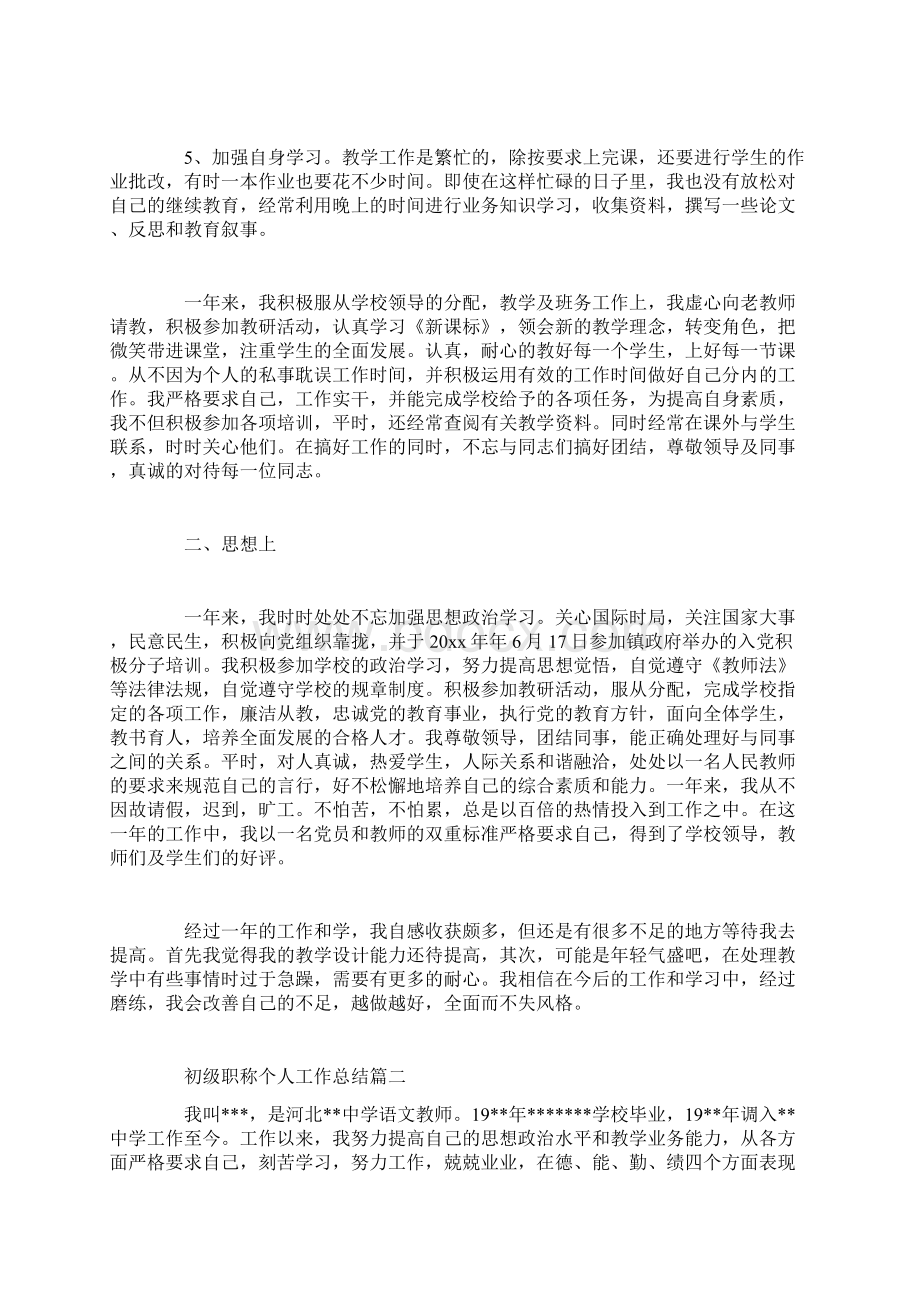 初级职称个人工作总结精选范文.docx_第2页