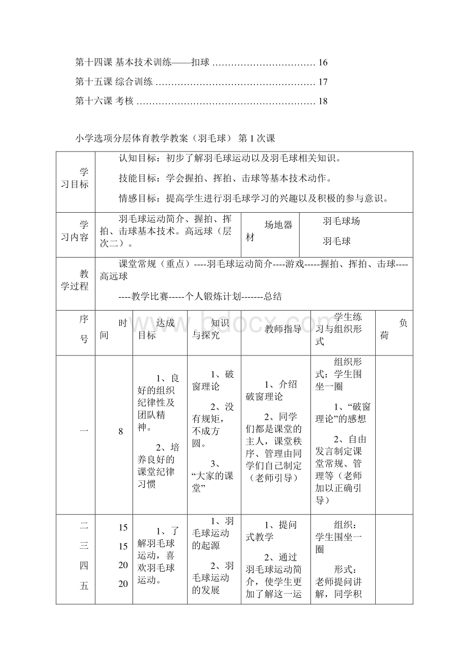 小学羽毛球特色教学教案羽毛球Word文档格式.docx_第2页