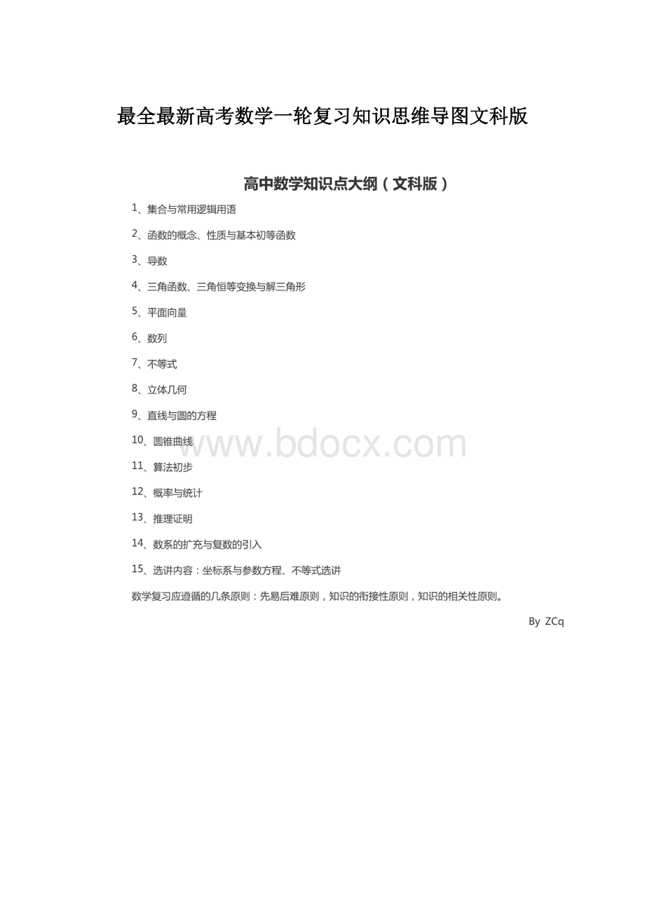 最全最新高考数学一轮复习知识思维导图文科版.docx_第1页