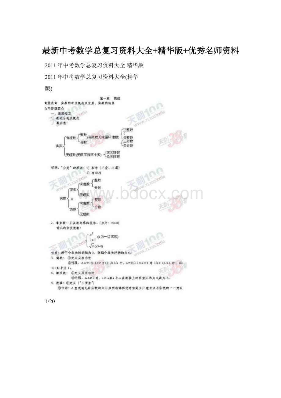 最新中考数学总复习资料大全+精华版+优秀名师资料.docx