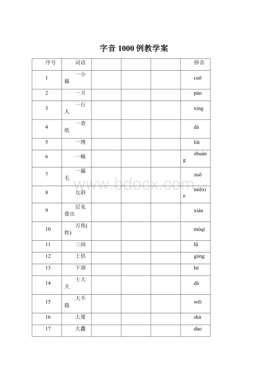 字音1000例教学案Word格式.docx