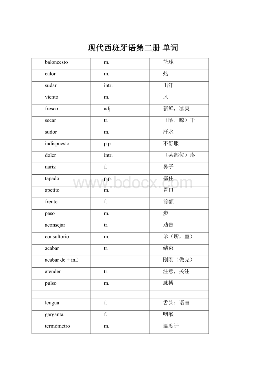 现代西班牙语第二册 单词Word文档下载推荐.docx