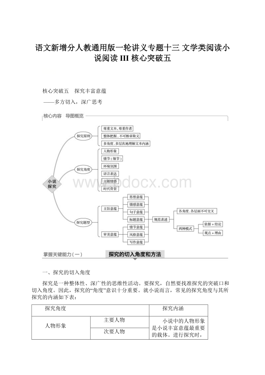 语文新增分人教通用版一轮讲义专题十三 文学类阅读小说阅读 Ⅲ 核心突破五Word文档格式.docx