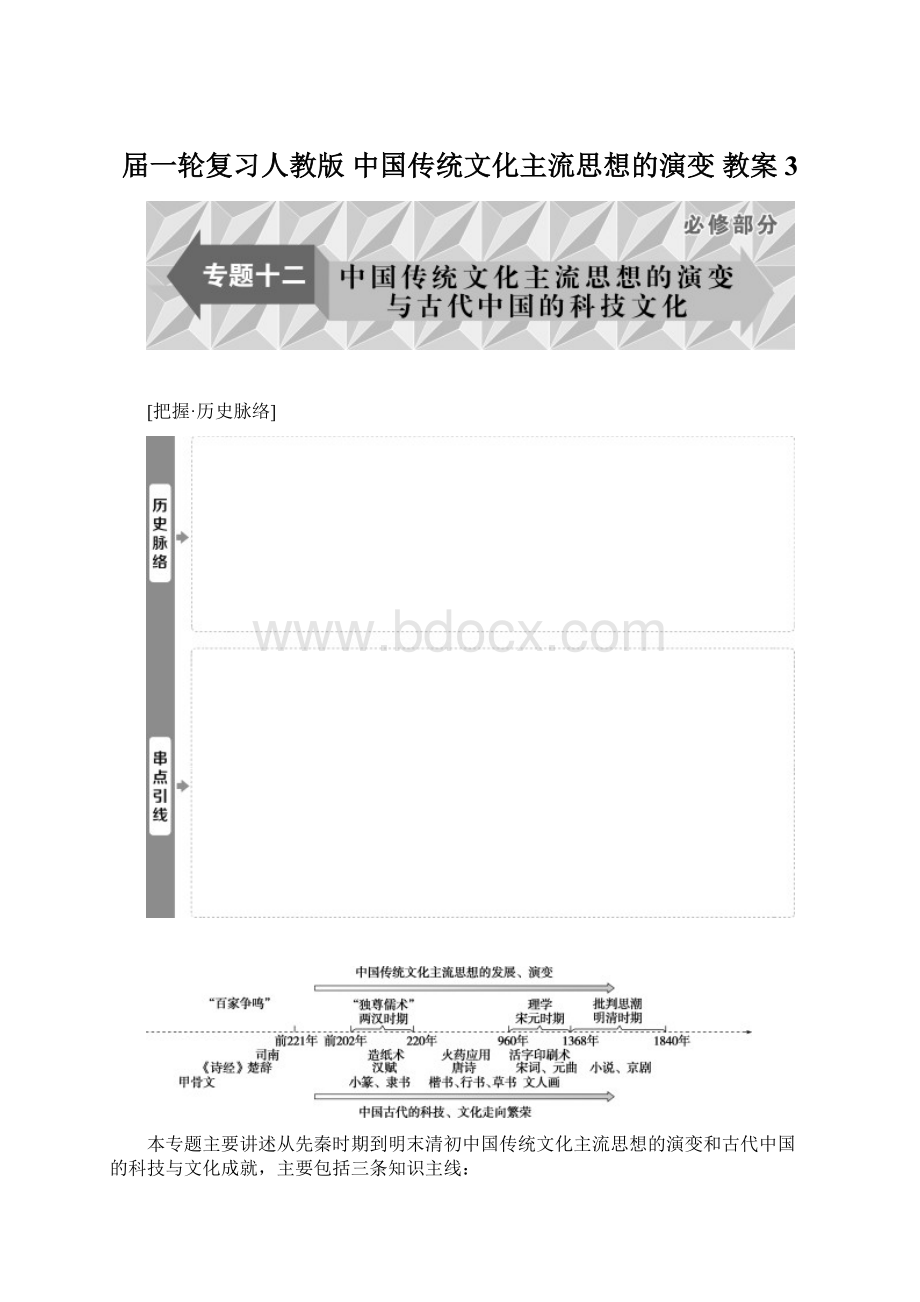 届一轮复习人教版 中国传统文化主流思想的演变教案 3Word文件下载.docx