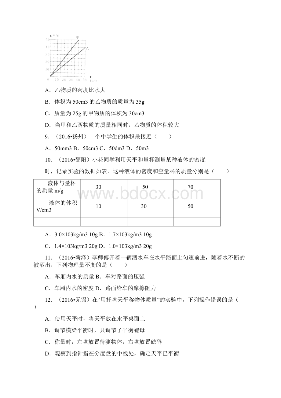 中考物理真题分类解析第6章质量与密度Word版.docx_第3页