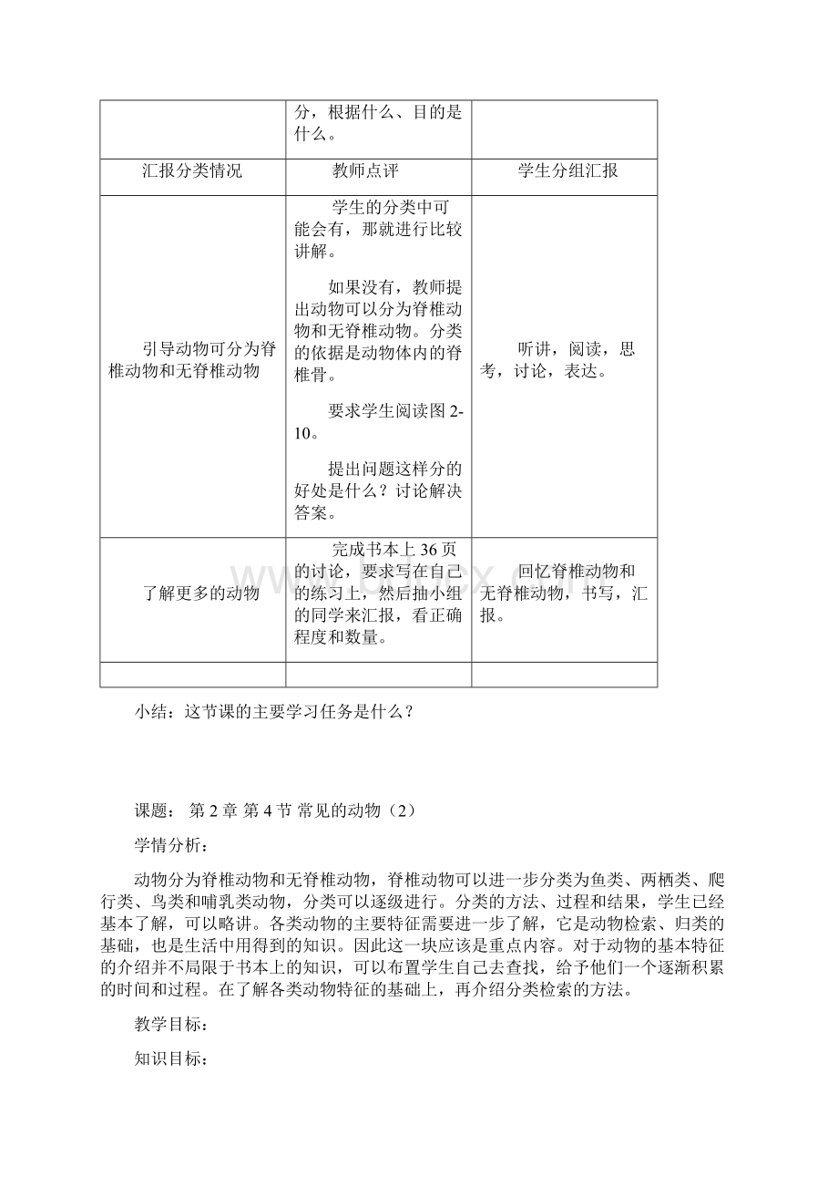 七年级科学上册 24 常见的动物第一课时教案 浙教版.docx_第3页