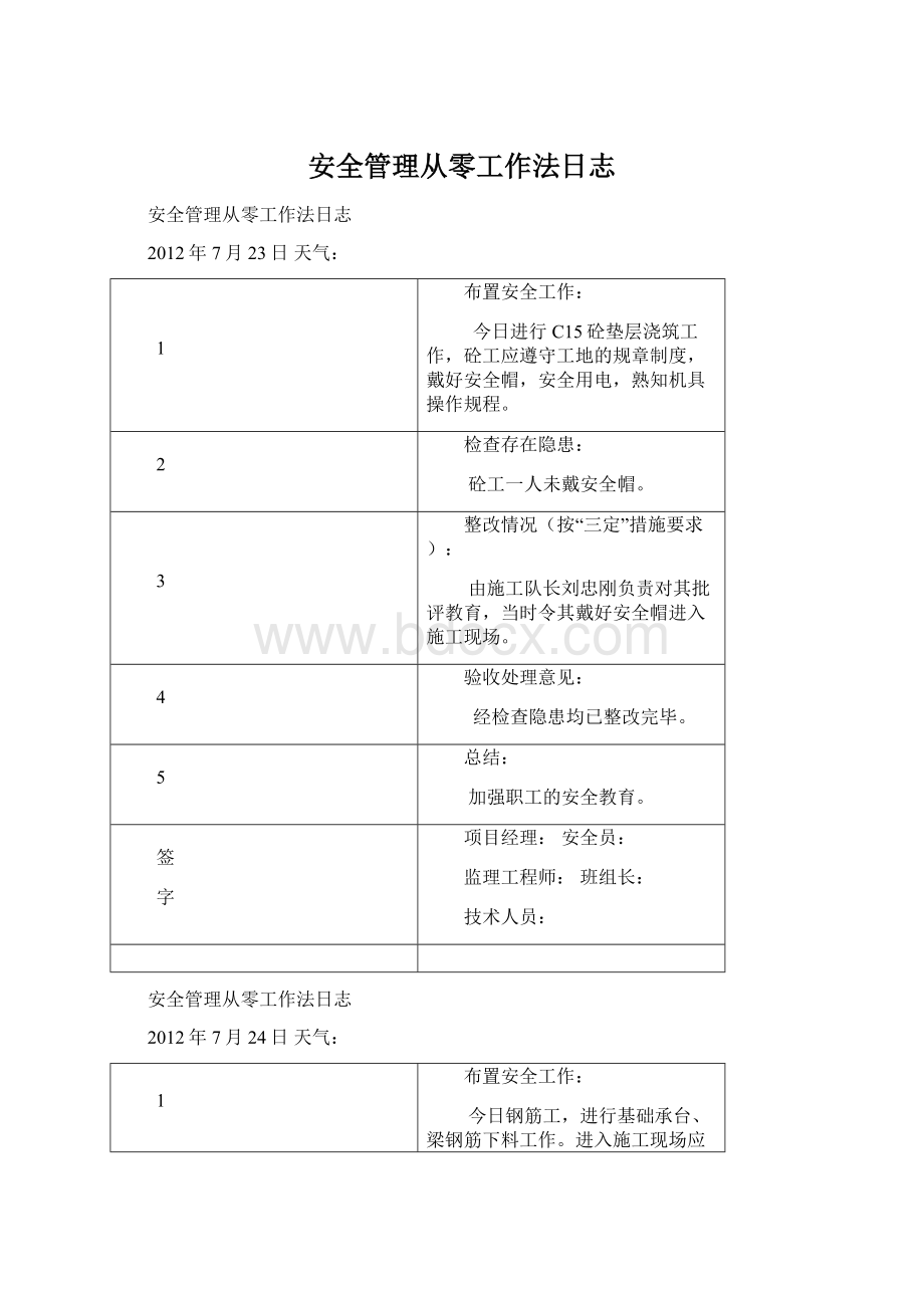 安全管理从零工作法日志Word下载.docx_第1页