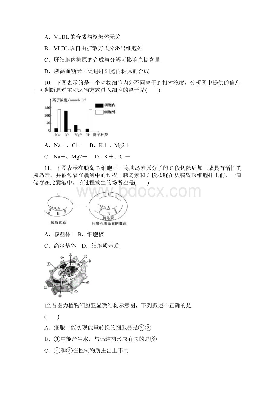 高中生物阶段验收评估一 细胞及其分子组成 细胞的结构与物质的输入和输出.docx_第3页