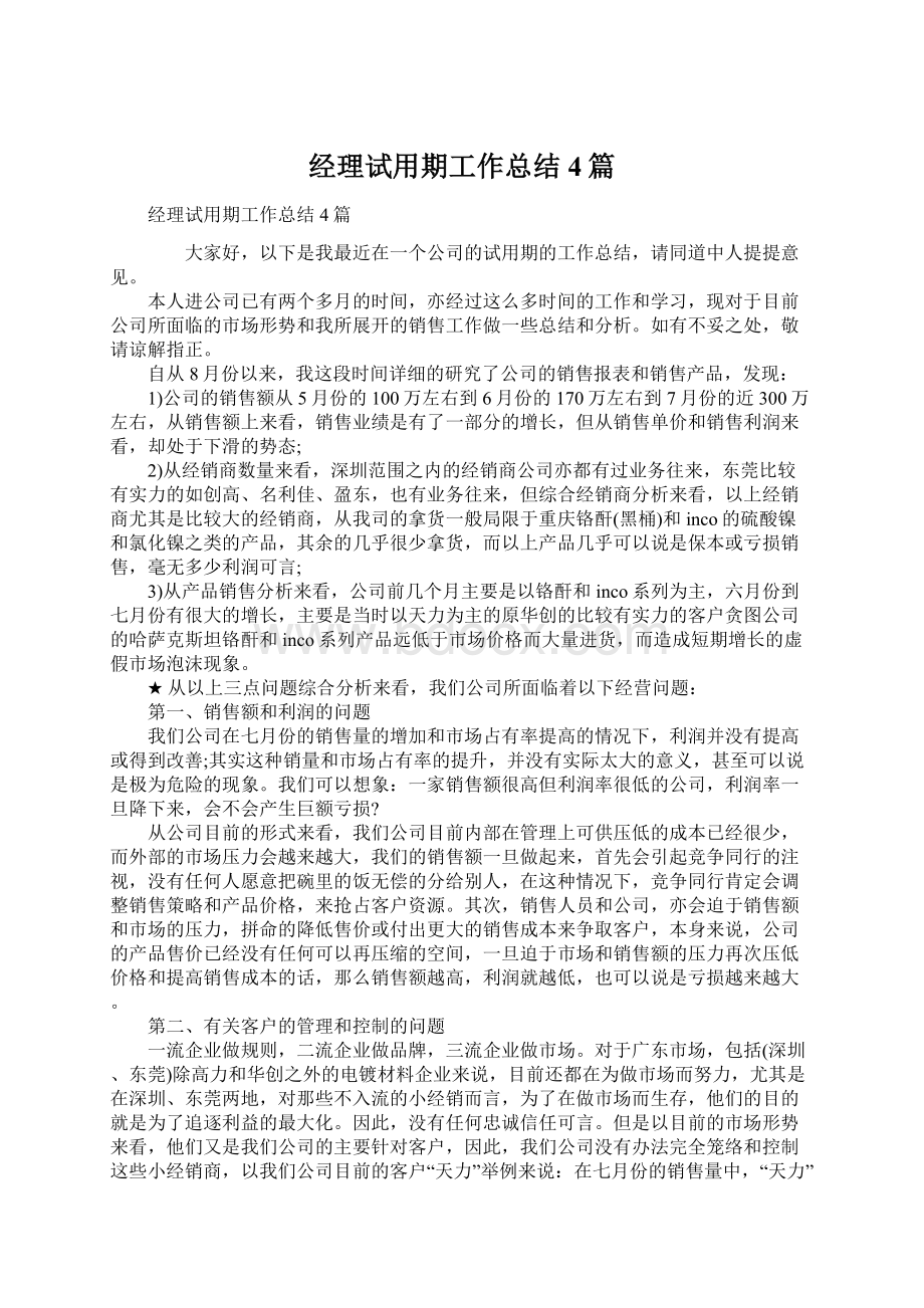 经理试用期工作总结4篇文档格式.docx