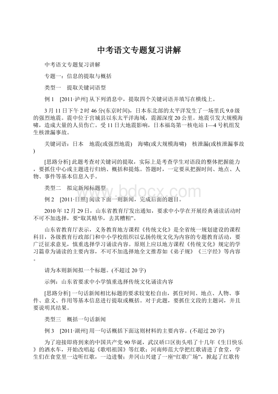 中考语文专题复习讲解Word格式文档下载.docx