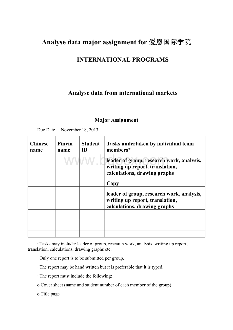 Analyse data major assignment for 爱恩国际学院.docx