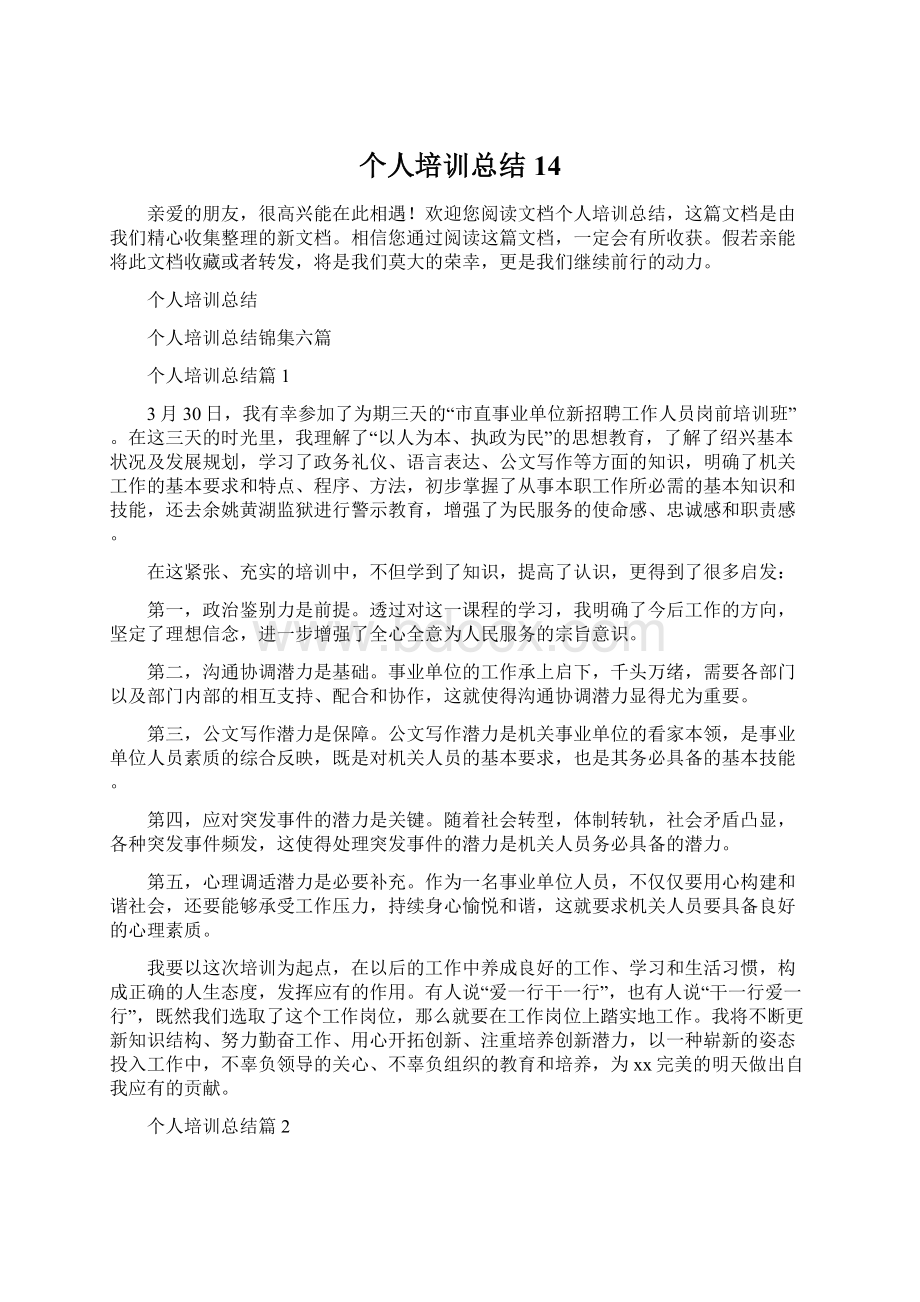 个人培训总结14.docx_第1页