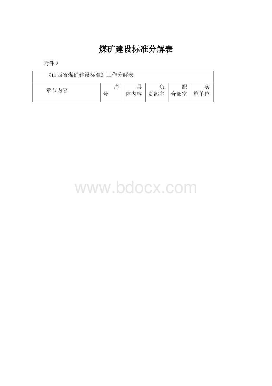 煤矿建设标准分解表.docx