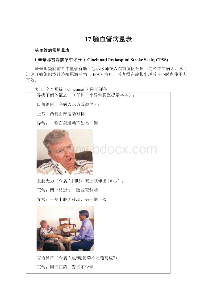 17脑血管病量表Word文件下载.docx