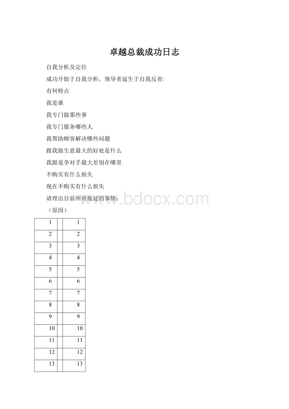 卓越总裁成功日志Word格式文档下载.docx