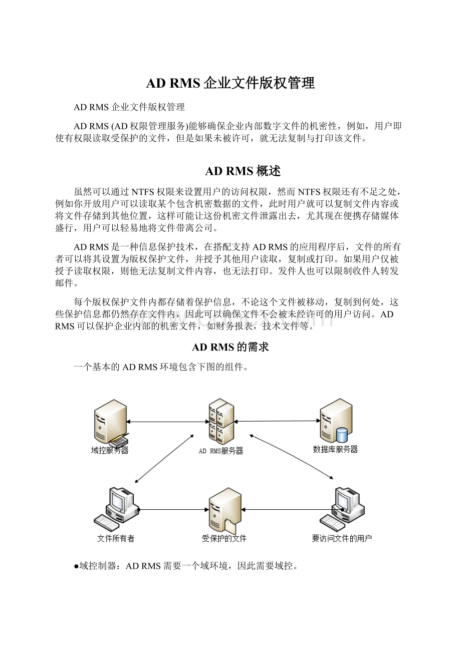 AD RMS企业文件版权管理Word文档下载推荐.docx