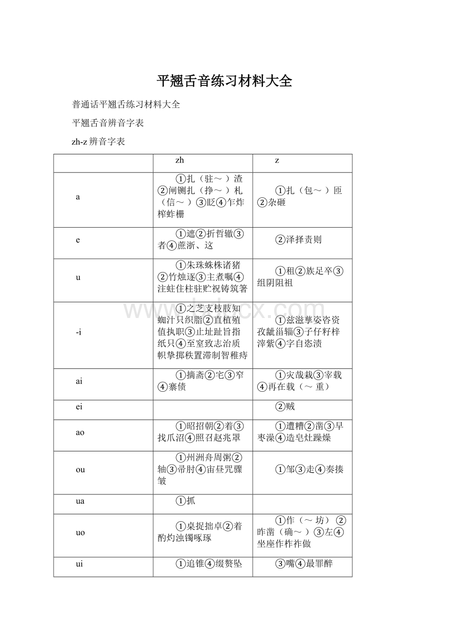 平翘舌音练习材料大全Word文档下载推荐.docx