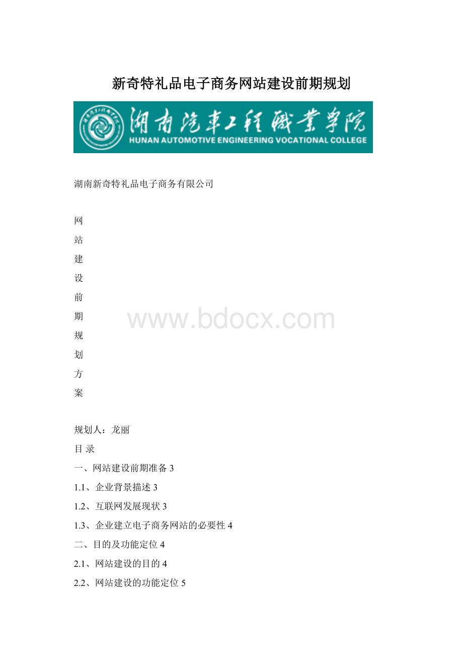 新奇特礼品电子商务网站建设前期规划.docx_第1页