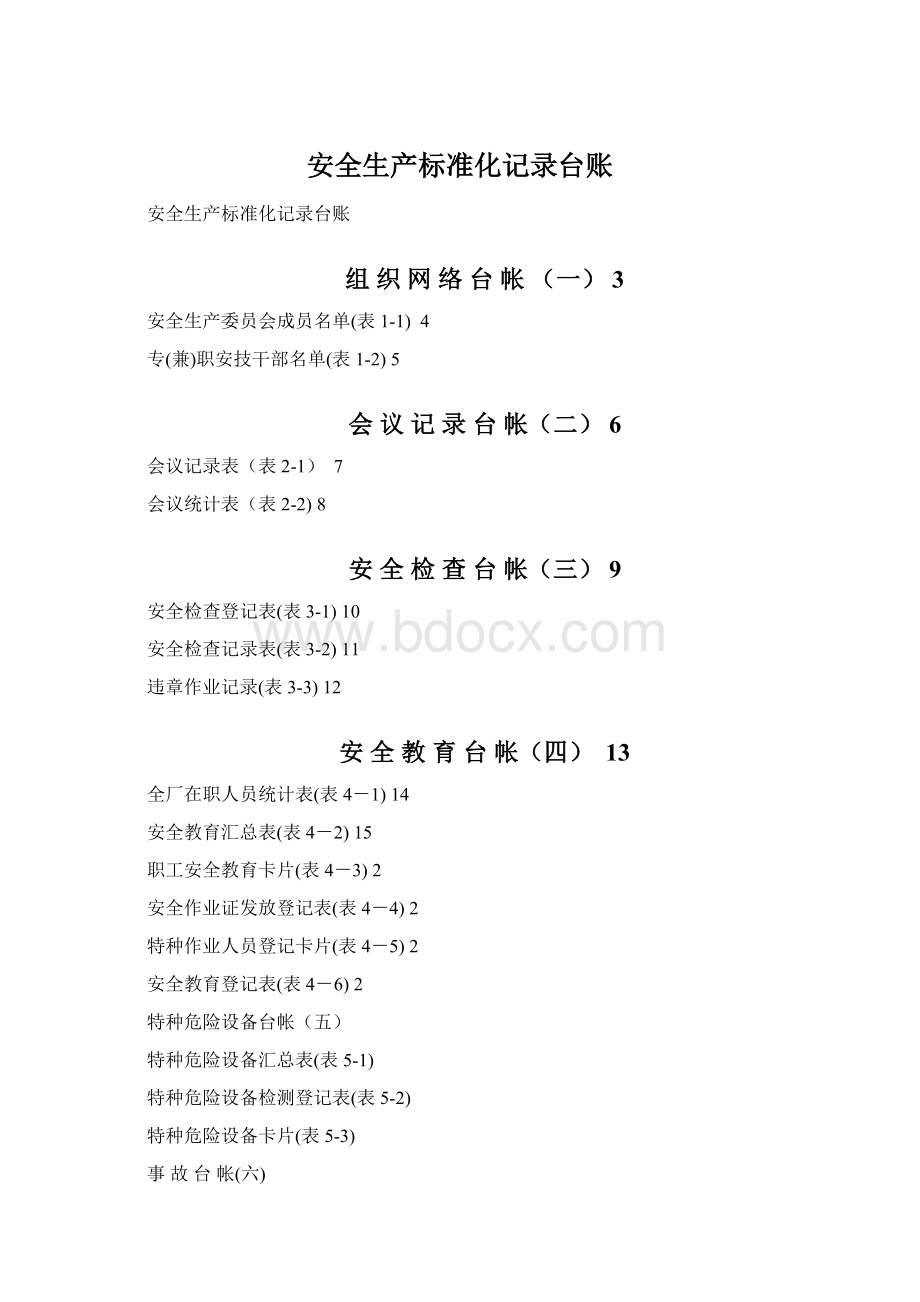 安全生产标准化记录台账.docx_第1页