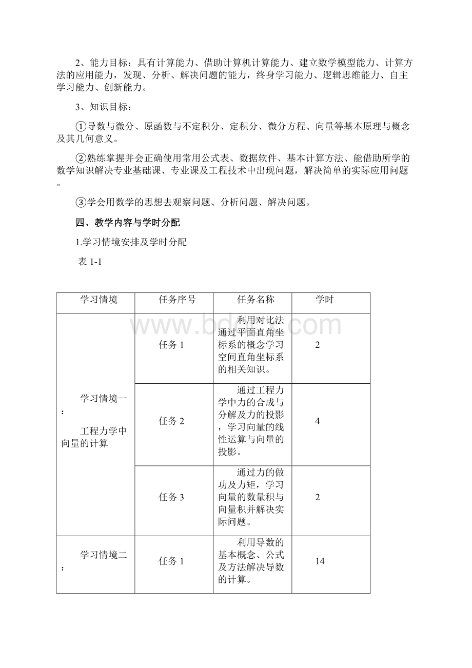 土木工程应用数学课程标准Word文档下载推荐.docx_第2页