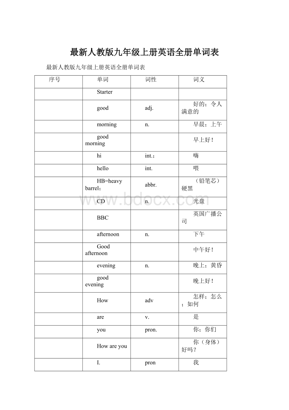 最新人教版九年级上册英语全册单词表.docx