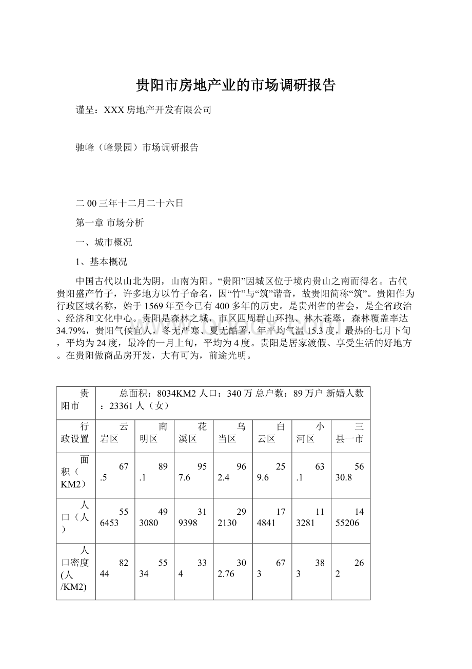 贵阳市房地产业的市场调研报告.docx_第1页