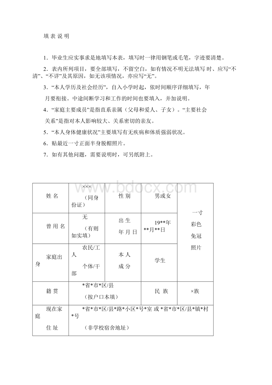 河南大学民生学院高等学校毕业生登记表填写标准Word文件下载.docx_第2页