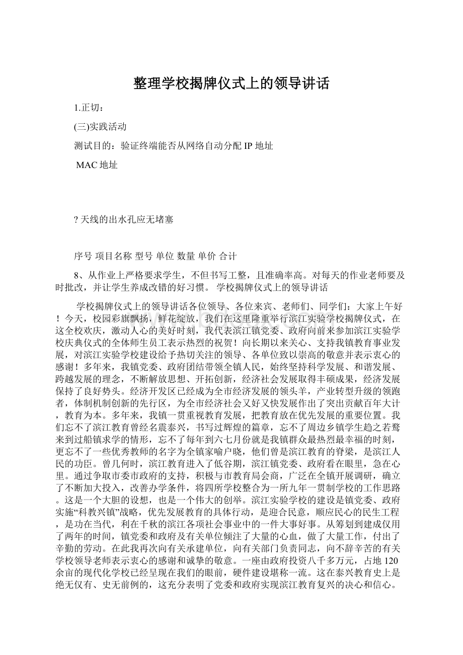 整理学校揭牌仪式上的领导讲话Word格式文档下载.docx_第1页