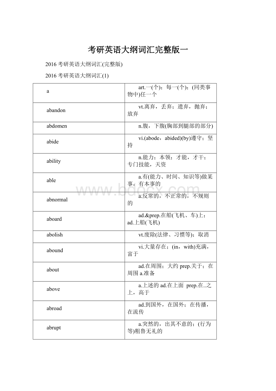 考研英语大纲词汇完整版一.docx