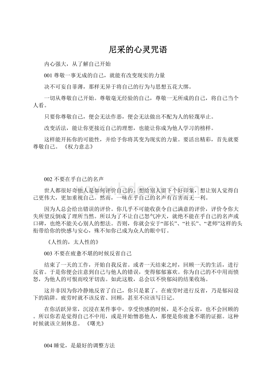 尼采的心灵咒语文档格式.docx