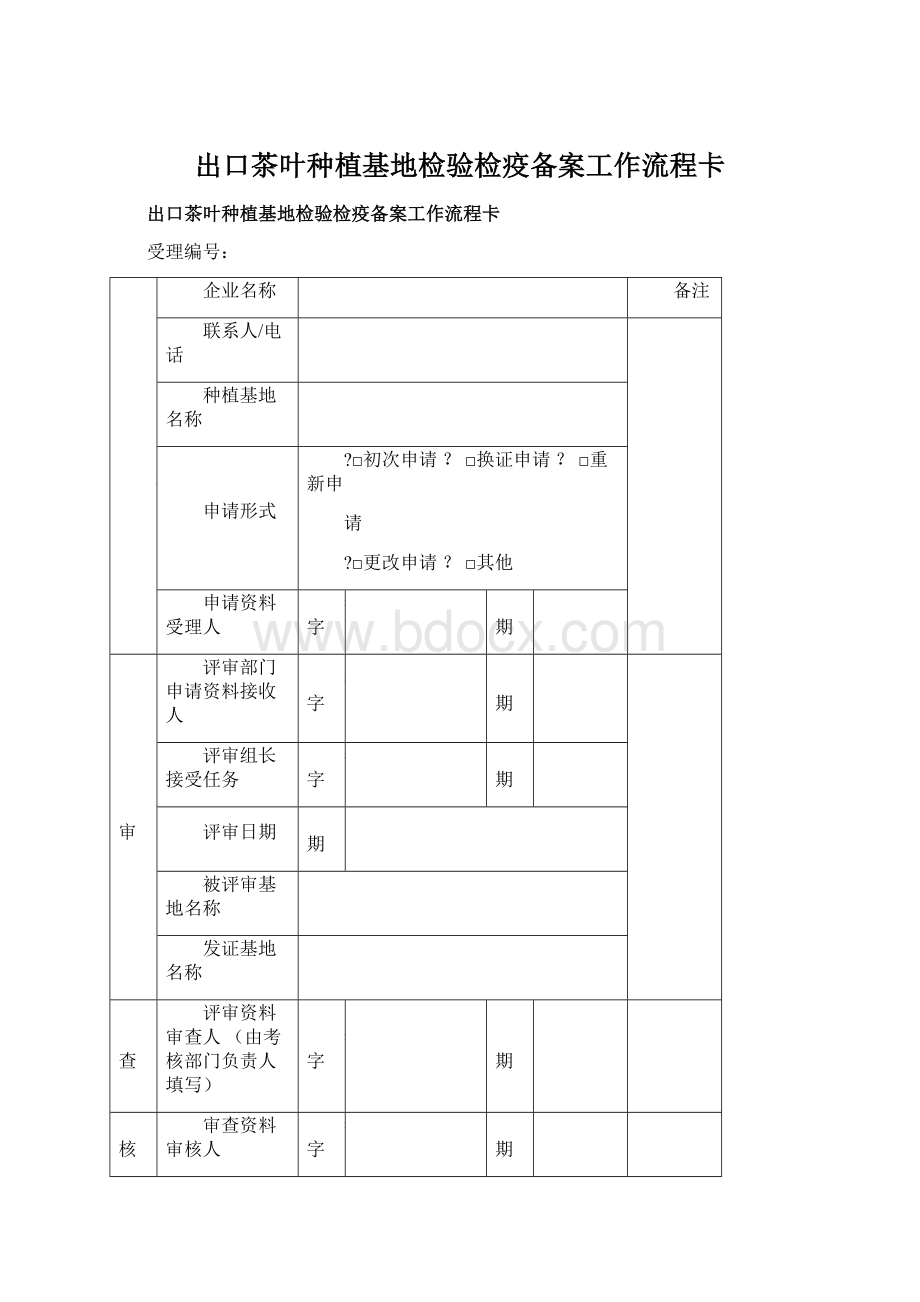 出口茶叶种植基地检验检疫备案工作流程卡.docx