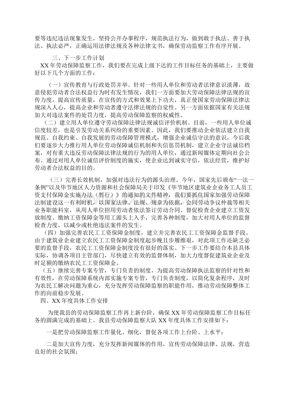 劳动监察年度工作总结和工作计划与化学教师个人实习总结汇编Word格式文档下载.docx_第2页