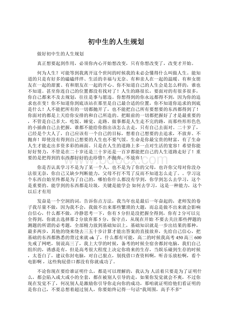 初中生的人生规划Word文档格式.docx