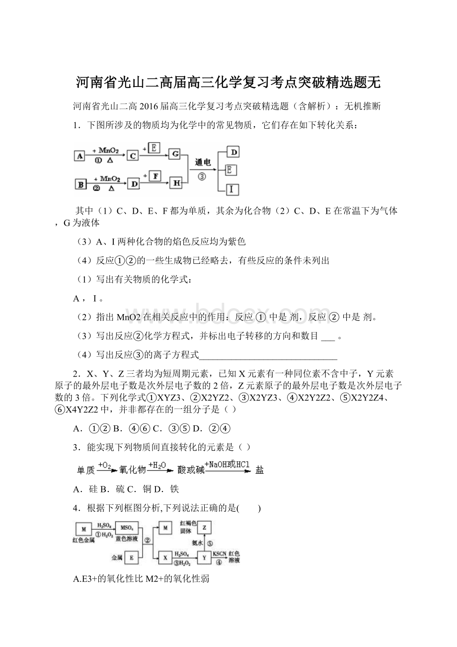 河南省光山二高届高三化学复习考点突破精选题无Word下载.docx