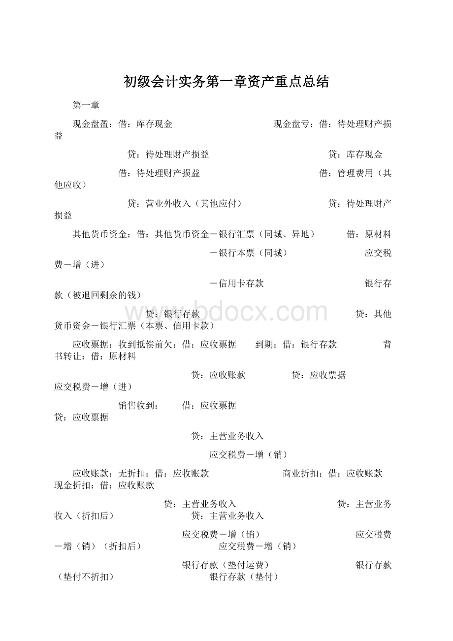 初级会计实务第一章资产重点总结.docx_第1页