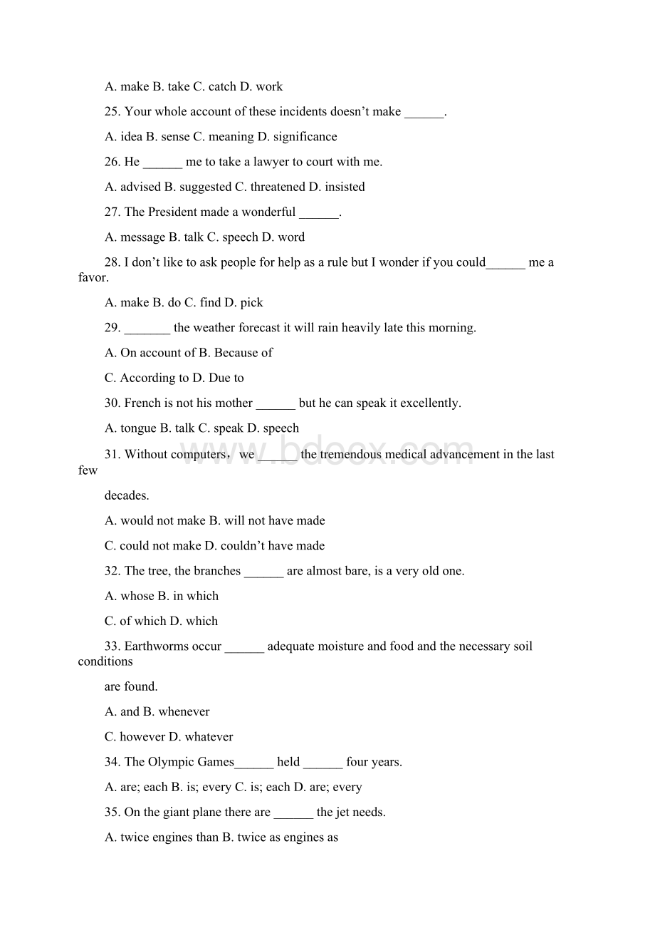 成人高考专升本《英语》真题及答案Word文件下载.docx_第3页