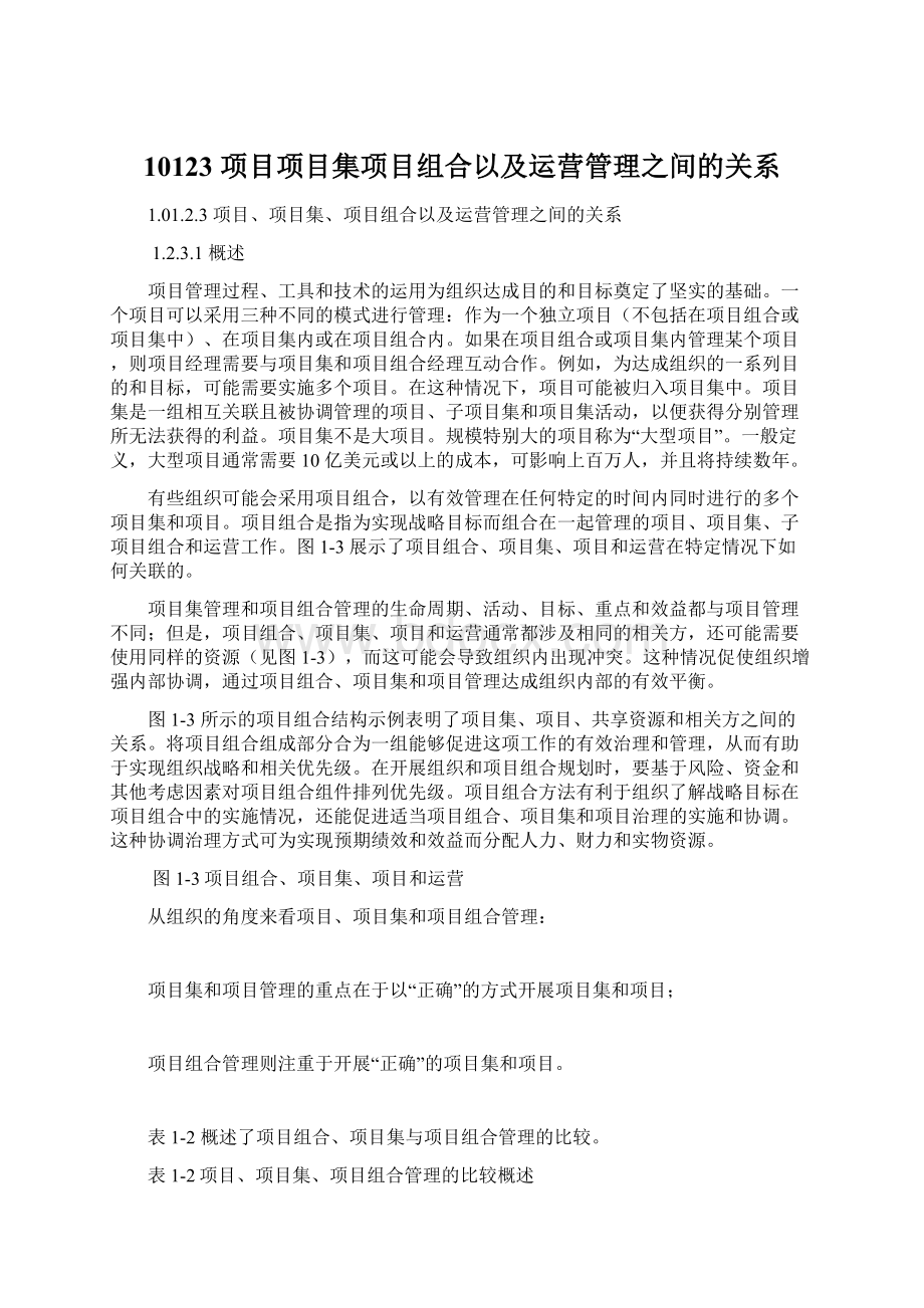 10123 项目项目集项目组合以及运营管理之间的关系.docx