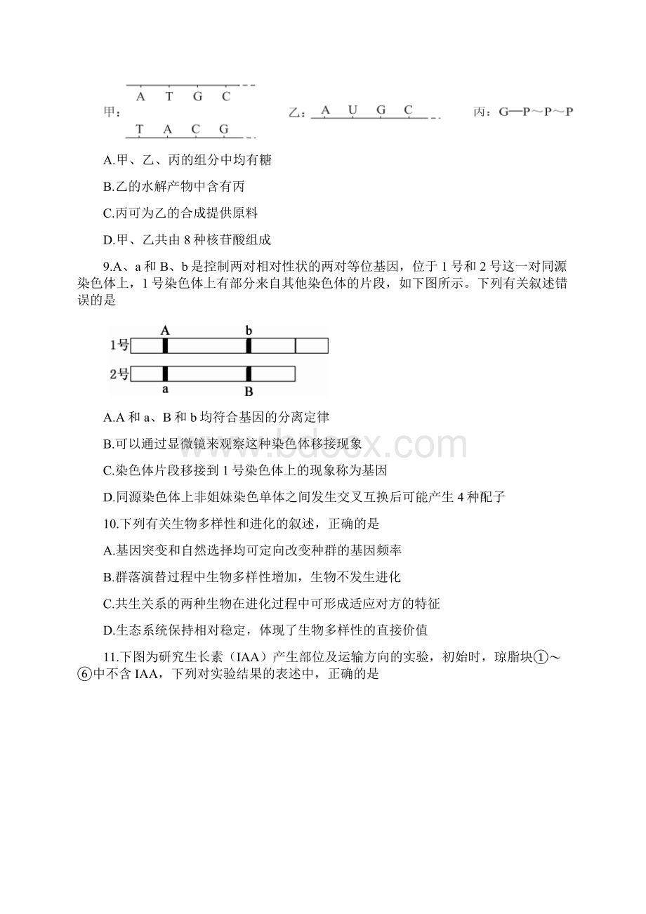 生物江苏省南通市高考考前卷一试题.docx_第3页