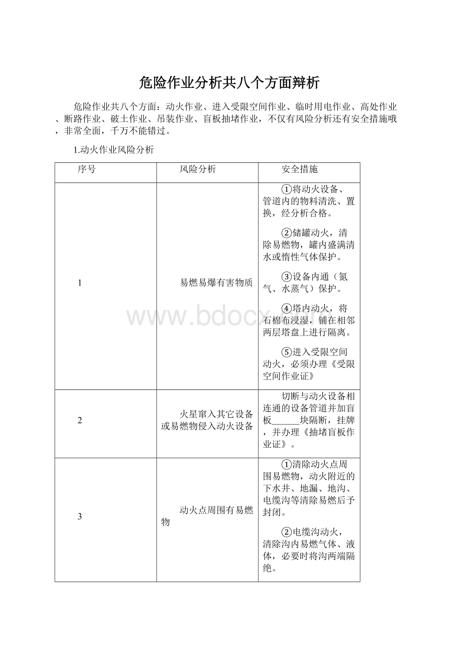 危险作业分析共八个方面辩析.docx