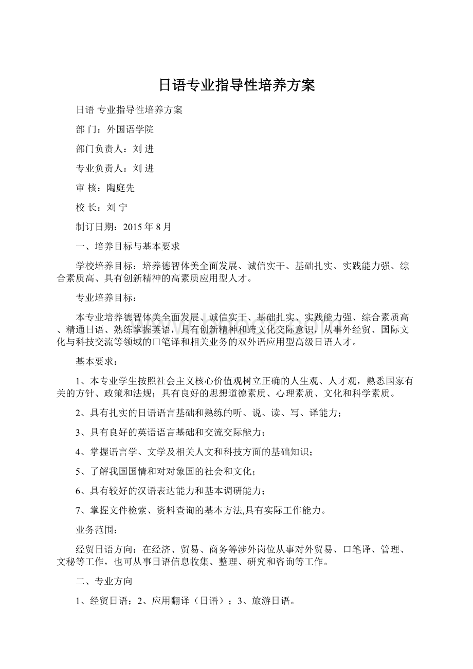 日语专业指导性培养方案.docx_第1页