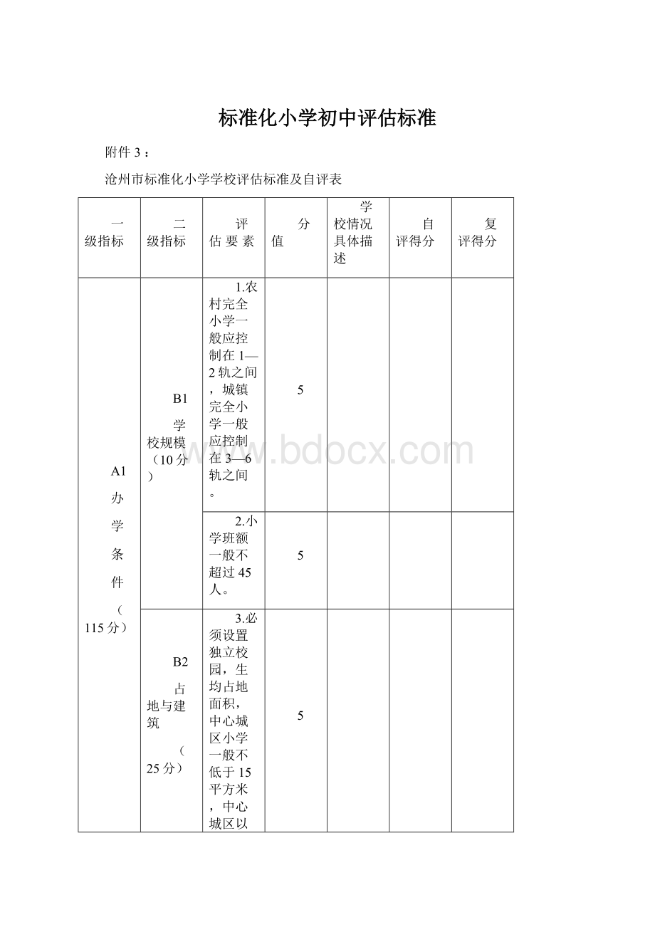 标准化小学初中评估标准.docx