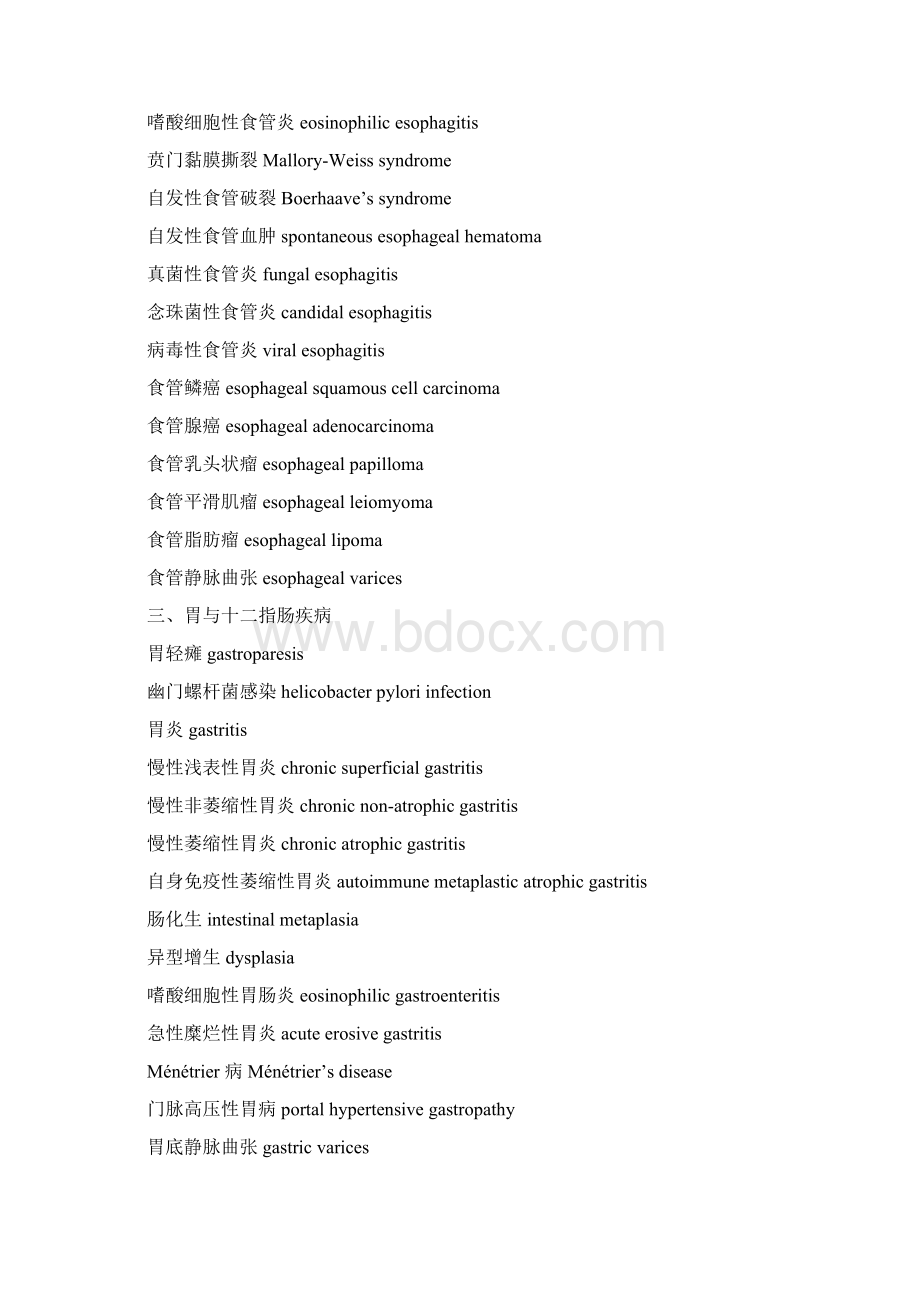 消化系统疾病常用英文词汇表.docx_第3页