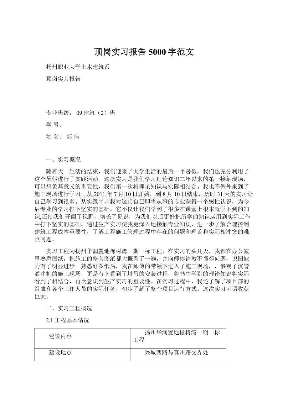 顶岗实习报告5000字范文.docx_第1页