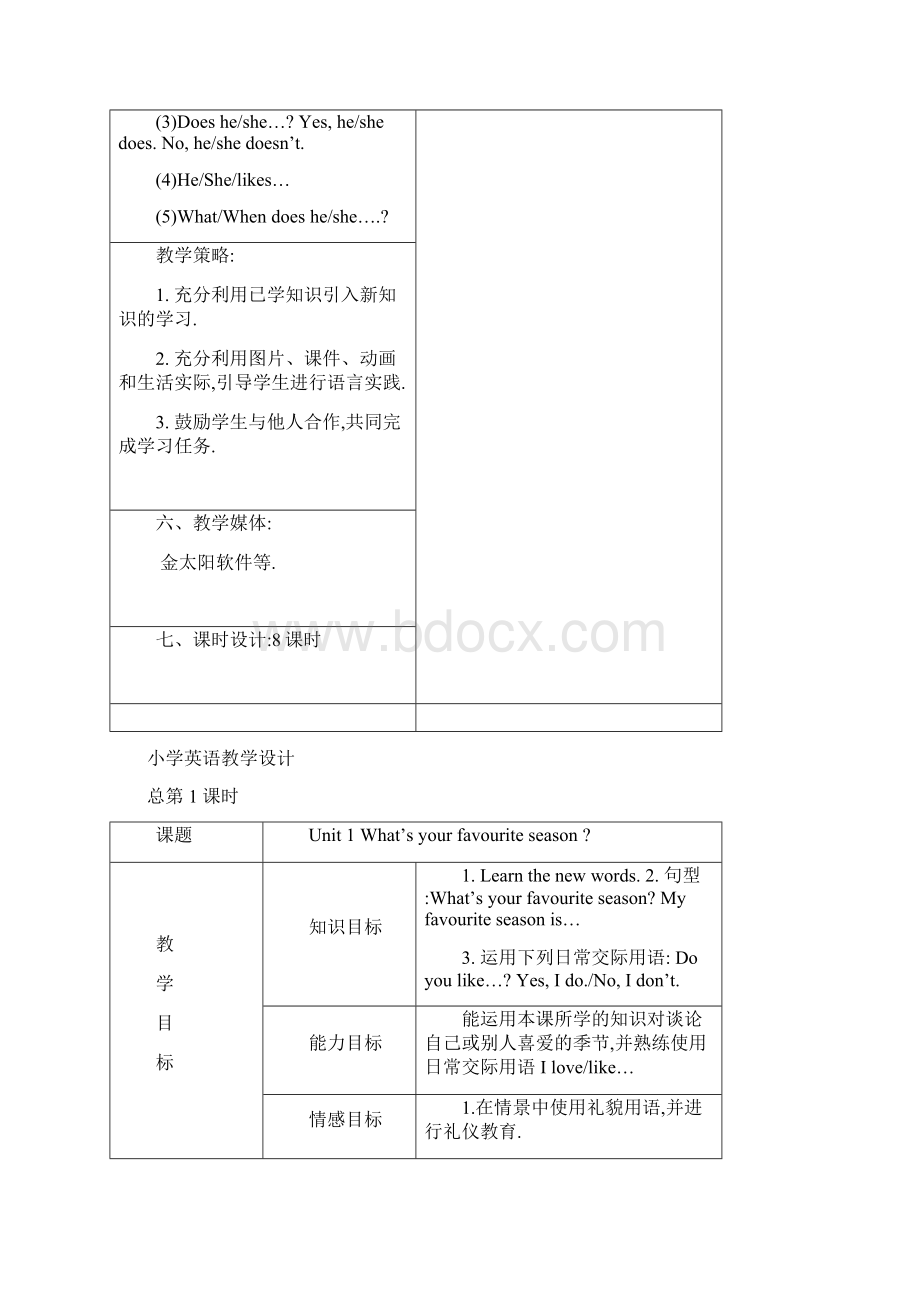 广州版英语五年级下册Module 13 Unit 15 word教案.docx_第3页