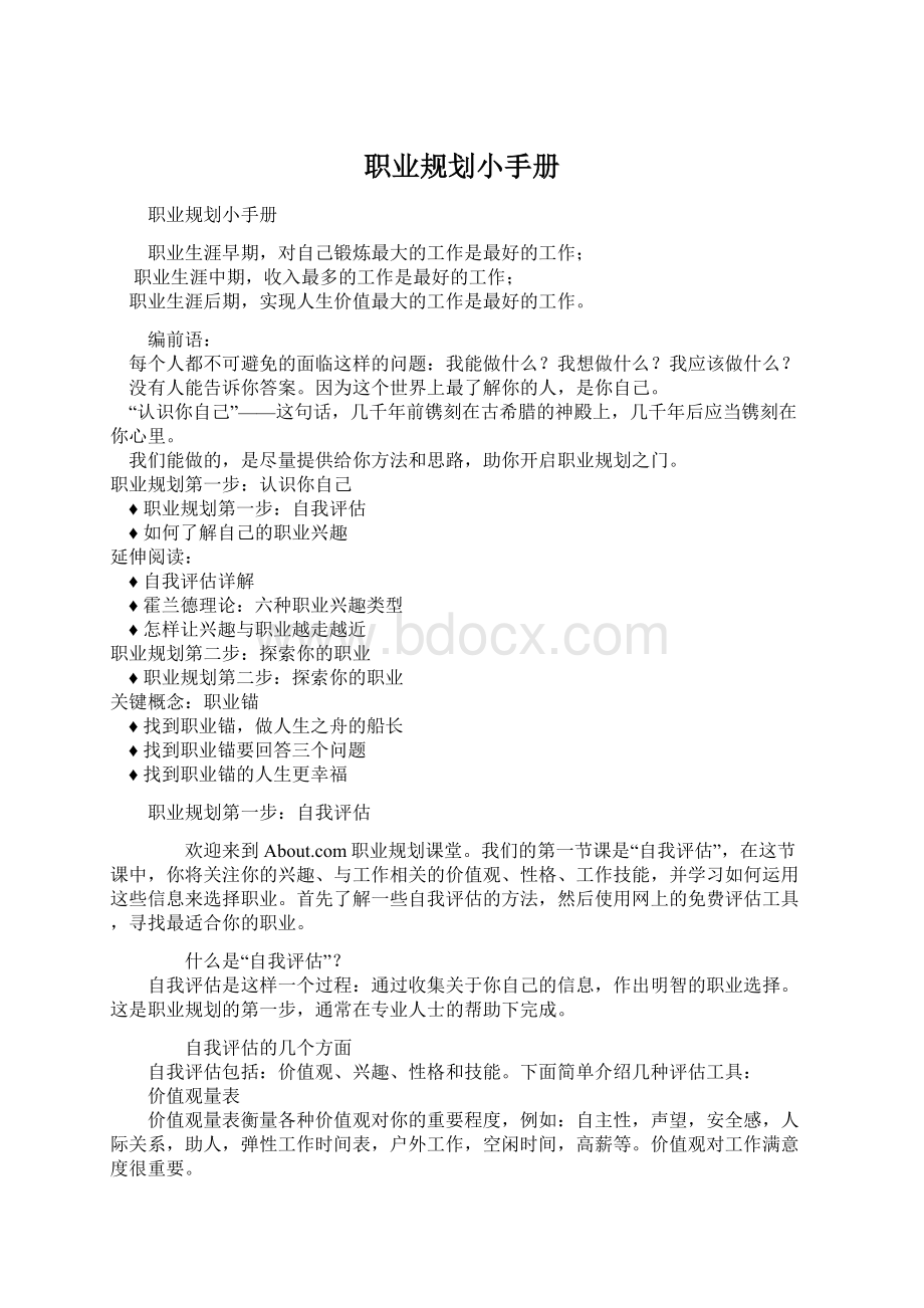 职业规划小手册Word文件下载.docx