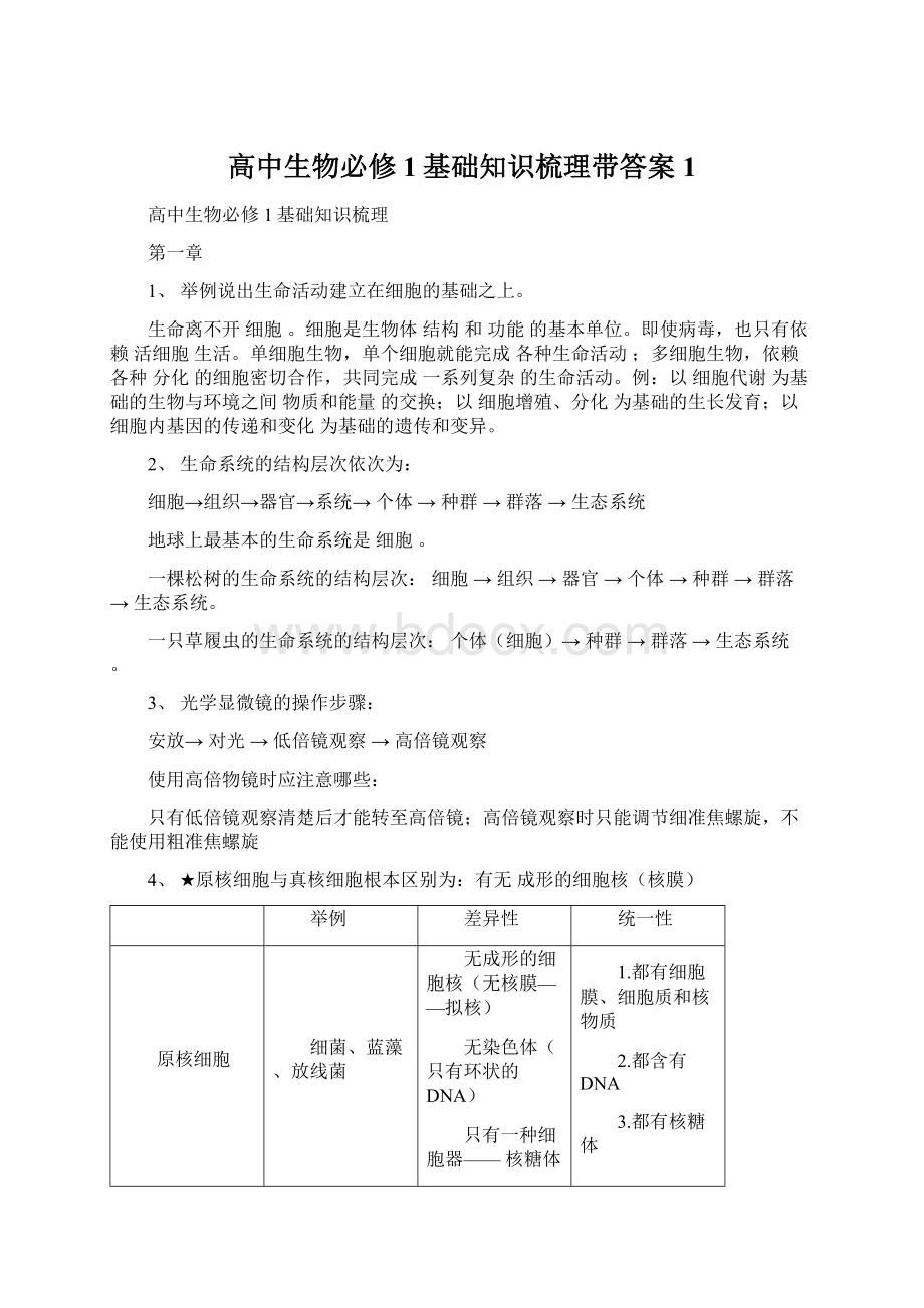 高中生物必修1基础知识梳理带答案1Word文件下载.docx