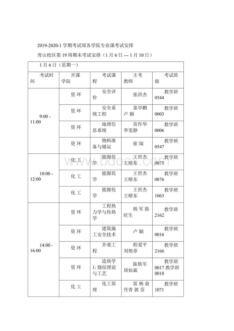 学年第一学期考试周考试初步安排.docx_第2页